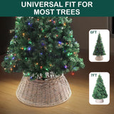 Olsen & Smith 26x58cm Christmas Tree Skirt - Festive Christmas Tree Base Cover Willow Xmas Tree Skirt 40x58x26 for Christmas Decorations - Durable Wicker Skirt for Christmas Trees