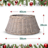 Olsen & Smith 26x58cm Christmas Tree Skirt - Festive Christmas Tree Base Cover Willow Xmas Tree Skirt 40x58x26 for Christmas Decorations - Durable Wicker Skirt for Christmas Trees