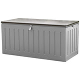 Olsen & Smith 830L MASSIVE Capacity Outdoor Garden Storage Box Plastic Shed - Weatherproof & Sit On with Wood Effect Chest