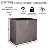 Olsen & Smith MASSIVE Kapazität 1170L Outdoor Garten Storage Box Kunststoff Schuppen Müll - wetterfest mit Holz-Effekt