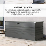 Olsen & Smith Garden Metal Storage Box 1000L Lockable Gas Lift 185x82x79cm Weather-Resistant Anthracite