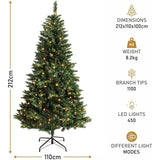 Olsen & Smith Pre-Lit 7ft Premium Victorian Pine Multi-Function Artificial Christmas Tree with Warm White LED Lights, Next Day Delivery Available