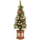 Olsen & Smith 4ft Christmas Tree - Pine Xmas Tree for Home Decor - Artificial Indoor Pre Lit Christmas Tree 4ft with 110 Branch Tips, 86 Warm LED Lights & Ornaments - Traditional Christmas Décor