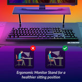 XTREME by O&S Carbon Fibre Effect Z Frame RGB PC Computer Gaming Desk with RGB LED Lights, Monitor Screen Stand, Desktop Tower Stand Trolley, Cable Management, Headset Hook & Drinks Cup Holder, Black