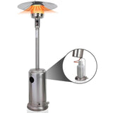 Gas Powered Patio Heater, Free Standing Stainless Steel Outdoor Garden Patio Heater Burner, Adjustable Heat, Propane, Silver - Packed Direct UK