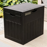 Olsen & Smith 126L Kapazität Outdoor Garten Kunststoff Aufbewahrungsbox kleine Balkonmöbel - abschließbar mit Vorhängeschloss, witterungsbeständig, Holzpaneel Look Shed Chest