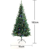 Olsen & Smith 6ft Pre-Lit Christmas Tree - Artificial PVC Xmas Tree with 750 Branch Tips, 300 Multi-Coloured LED Lights, and Sturdy Metal Stand - Perfect for Holiday Home Décor