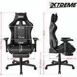 O&S XTREME Engage Premium Gaming Chair with Bluetooth Speakers & RGB LED Lights PC Computer Recliner Swivel Gamer Chair Detachable Padded Headrest Lumbar Support Cushion & Footrest Black - Packed Direct UK