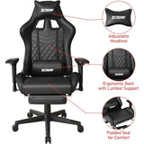 O&S XTREME Engage Premium Gaming Chair with Bluetooth Speakers & RGB LED Lights PC Computer Recliner Swivel Gamer Chair Detachable Padded Headrest Lumbar Support Cushion & Footrest Black - Packed Direct UK