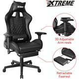 O&S XTREME Engage Premium Gaming Chair with Bluetooth Speakers & RGB LED Lights PC Computer Recliner Swivel Gamer Chair Detachable Padded Headrest Lumbar Support Cushion & Footrest Black - Packed Direct UK